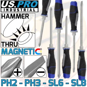 US PRO INDUSTRIAL 6PCS MAGNETIC SCREWDRIVER SET ( SLOTTED - PHILLIPS )
