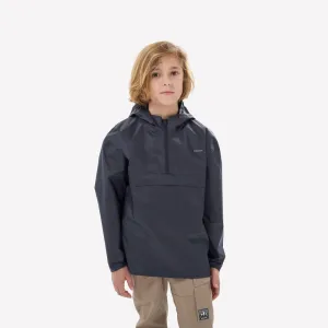 Veste imperméable de randonnée demi-zip enfant 7-15 ans, MH100 noire