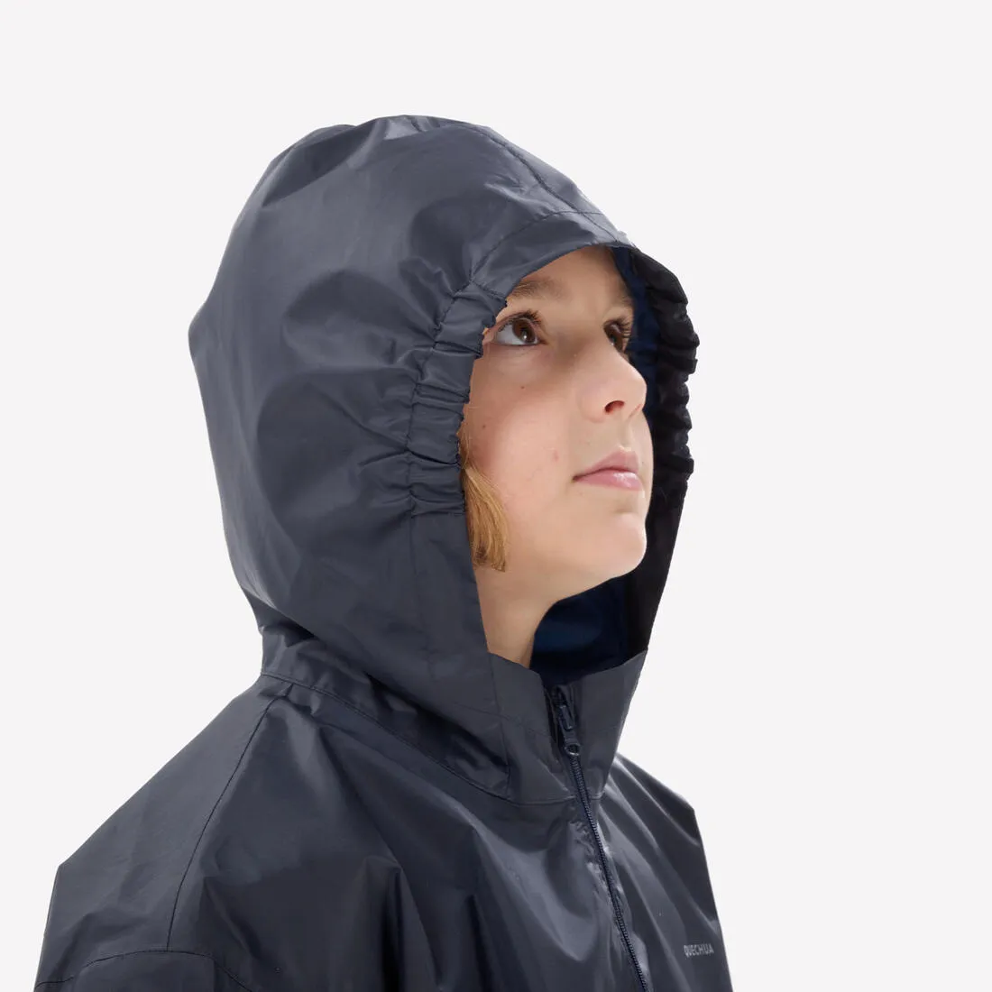 Veste imperméable de randonnée demi-zip enfant 7-15 ans, MH100 noire
