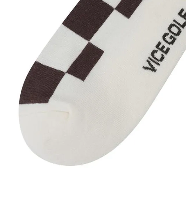 Vice Golf Atelier Checker Crew Socks - Ivory