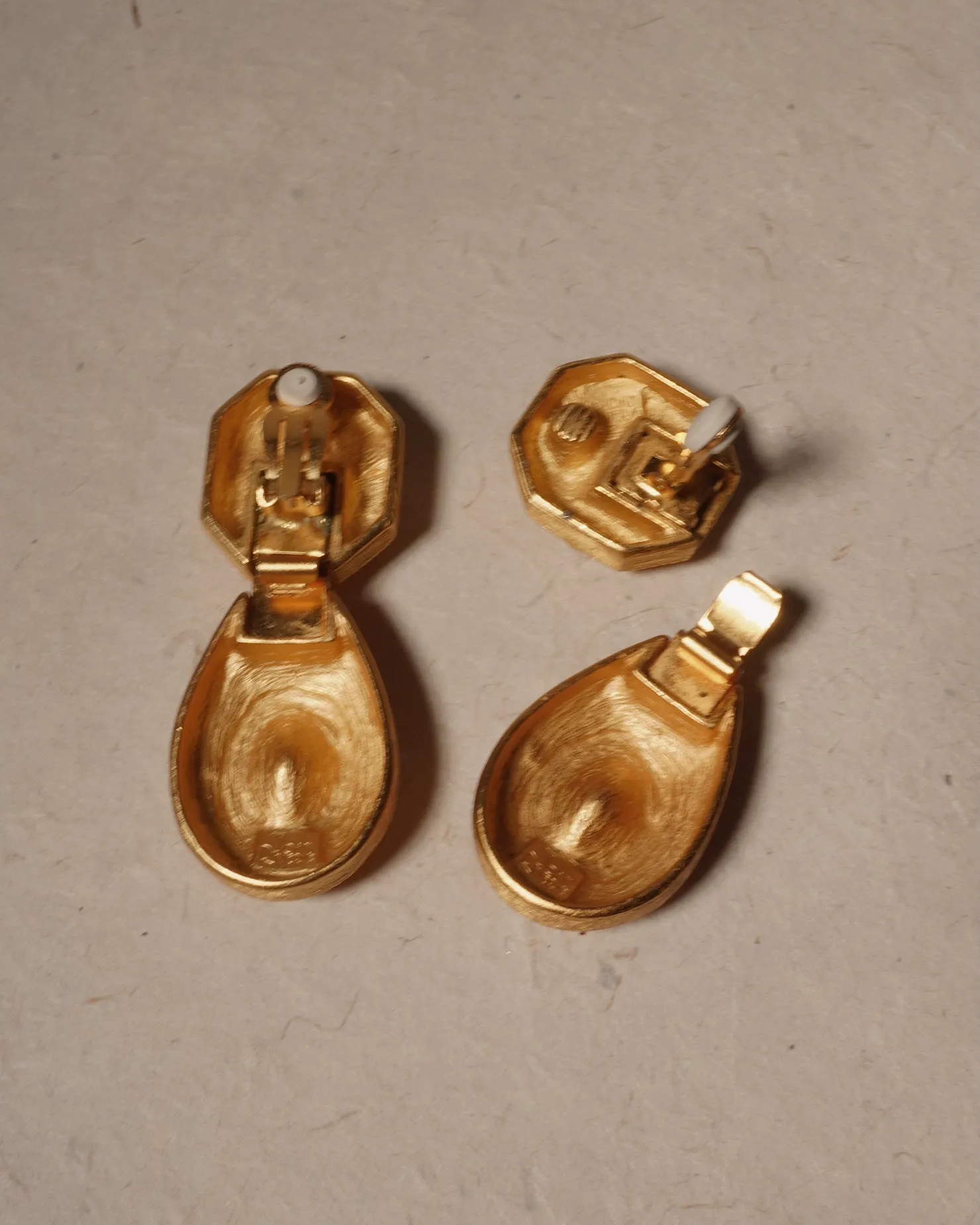 Vintage Matte Gold Ruby Clip Ons (Convertible)