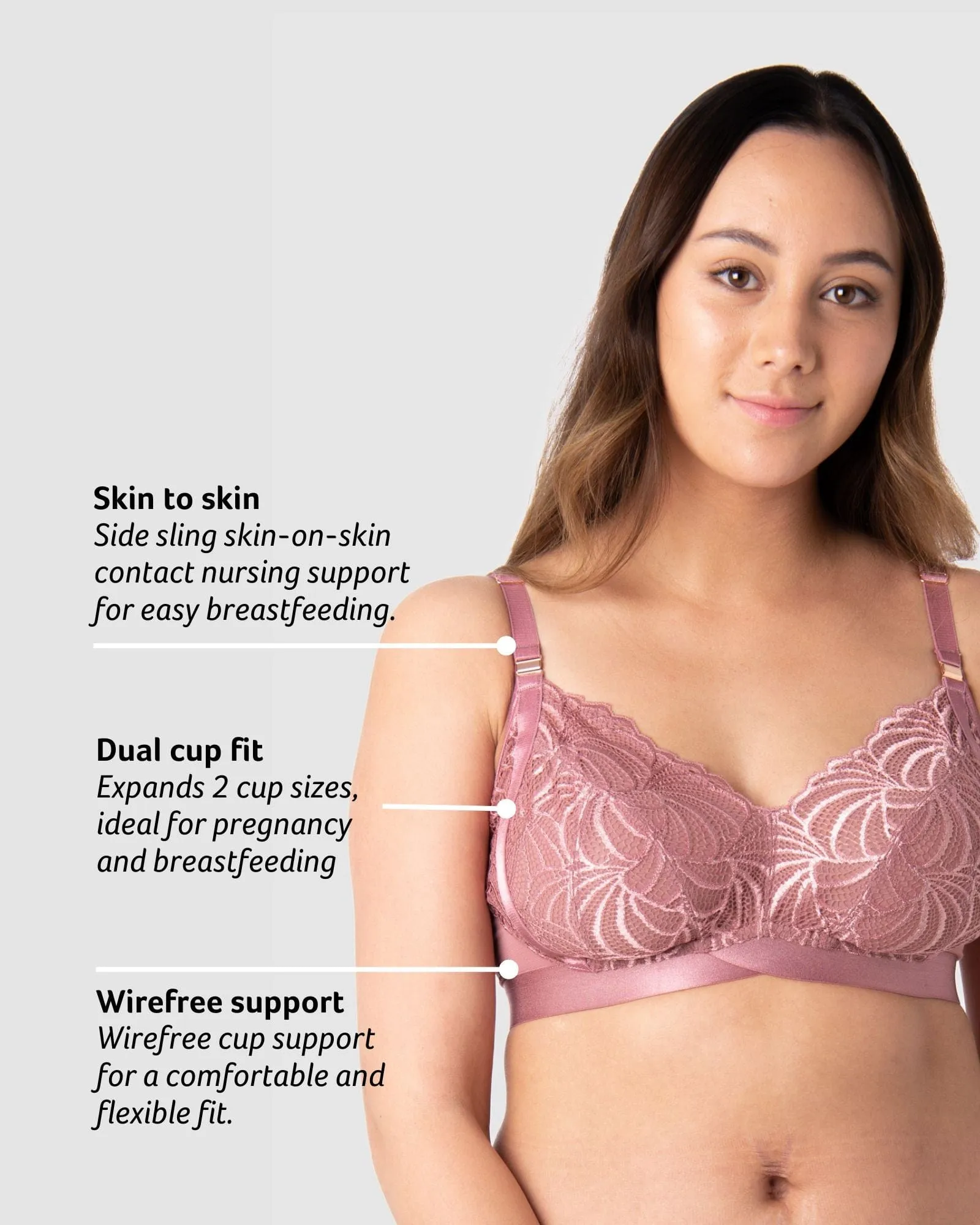 Warrior Soft Cup Multifit Nursing Bra - Antique rose