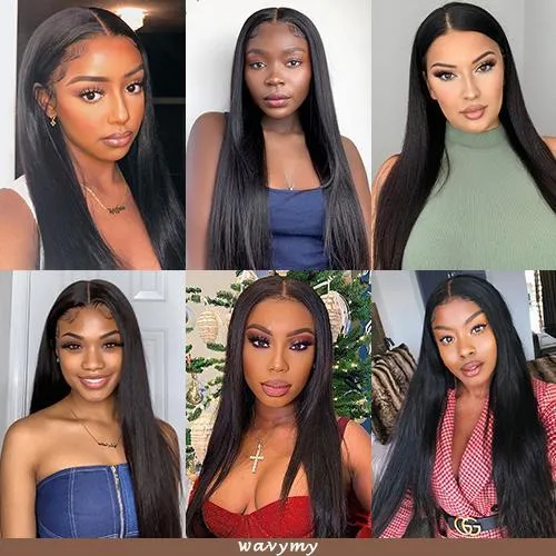 Wavymy Straight Virgin Human Hair 4 Bundles with 6x6 Closure