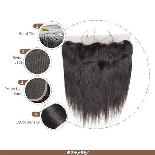 Wavymy Straight Virgin Human Hair 4 Bundles with 6x6 Closure