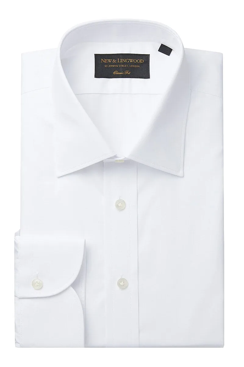White Poplin St James's Collar Classic Fit Single Cuff Shirt