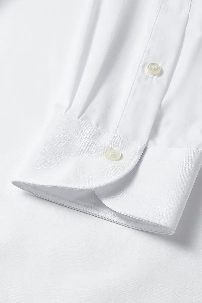 White Poplin St James's Collar Classic Fit Single Cuff Shirt