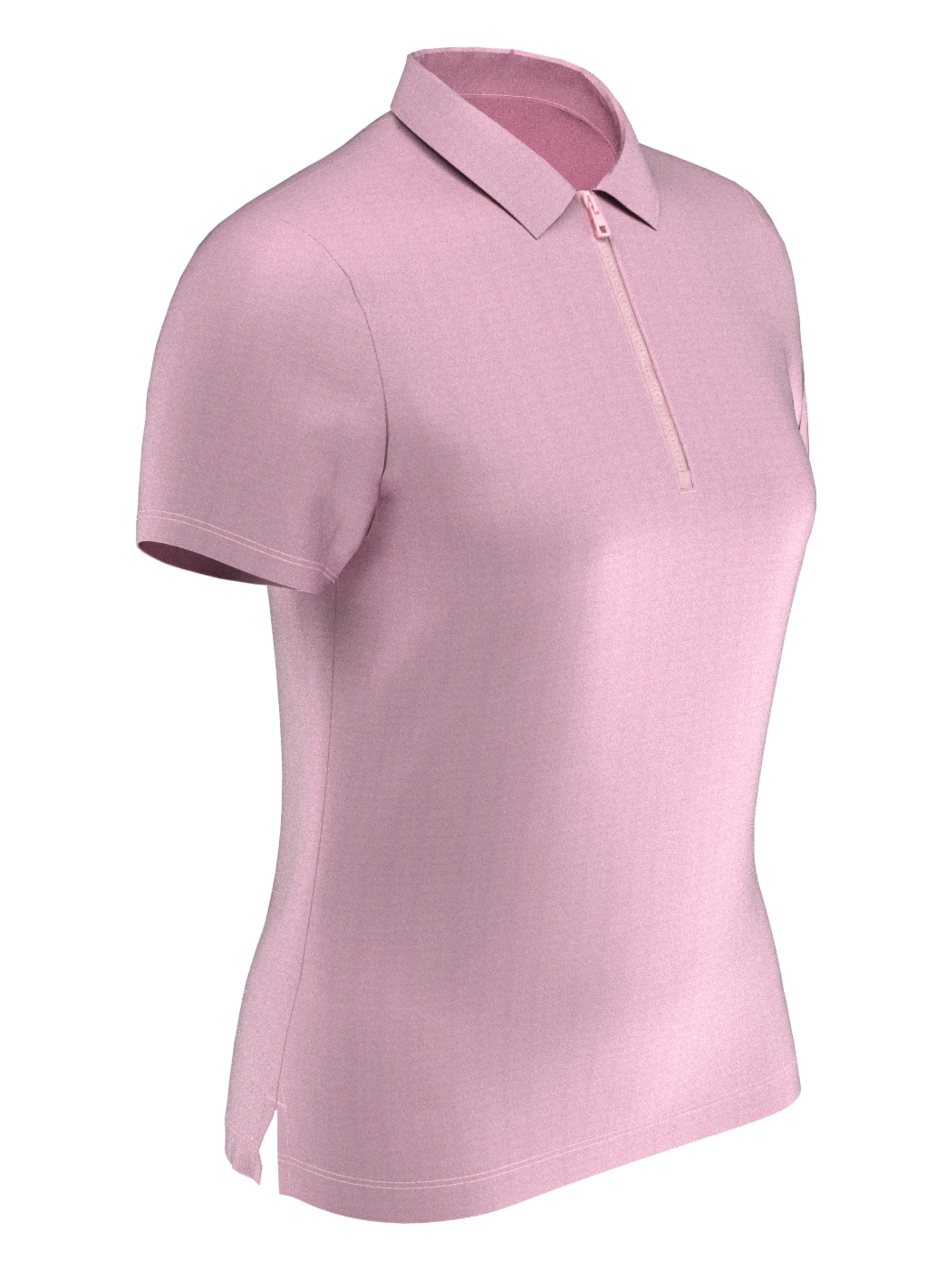 Womens Quarter Zip Short Sleeve Heather Golf Polo Shirt