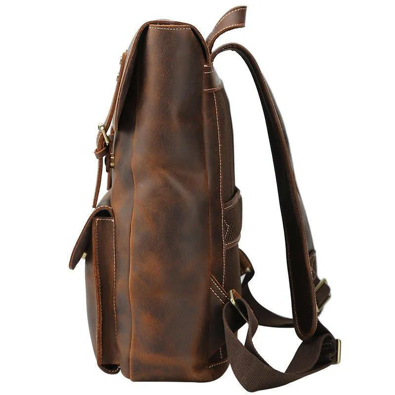 Woosir Vintage Genuine Leather College Backpack Travel