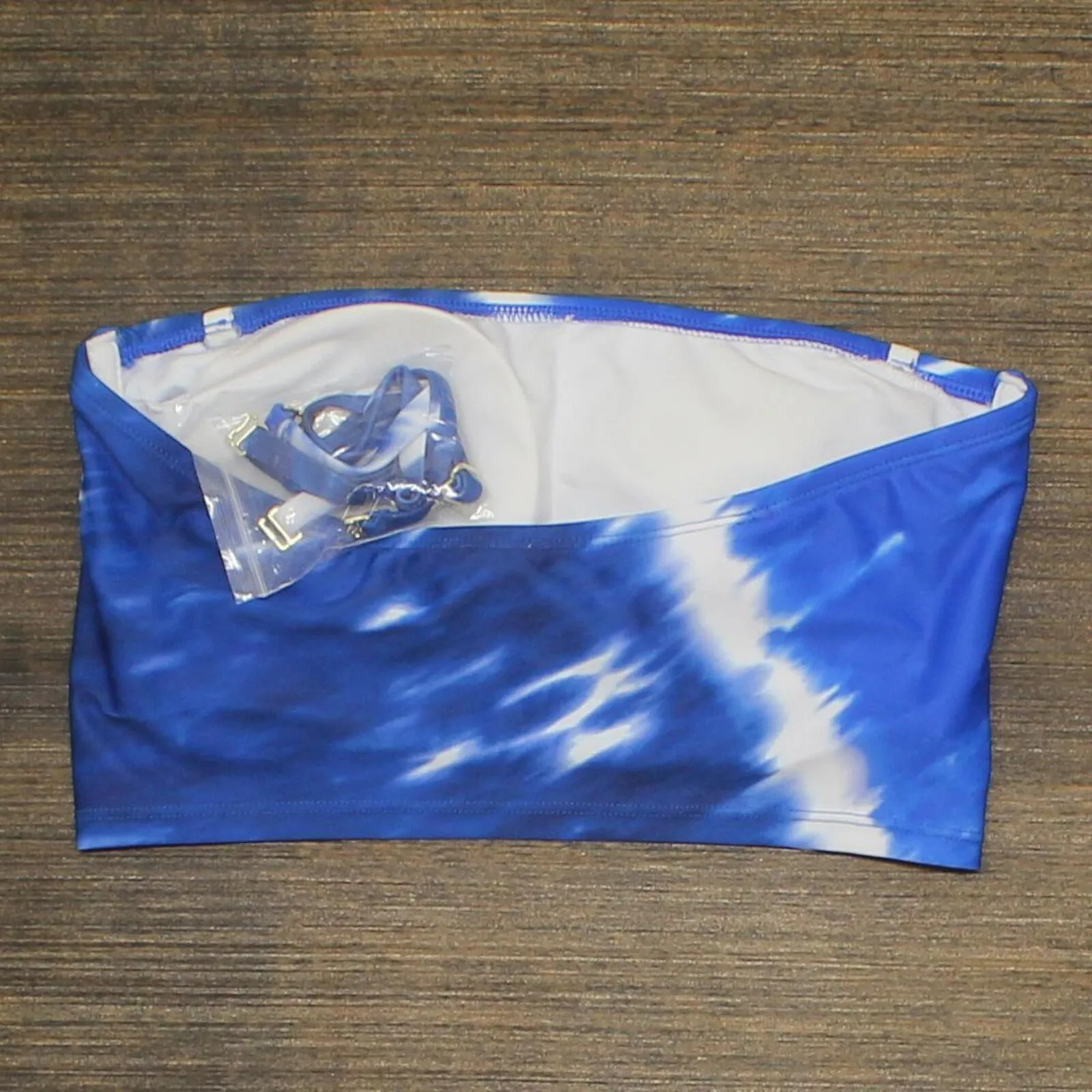 Xhilaration Women's Tie Dye Longline Bandeau Bikini Top AGB50D Blue D/DD