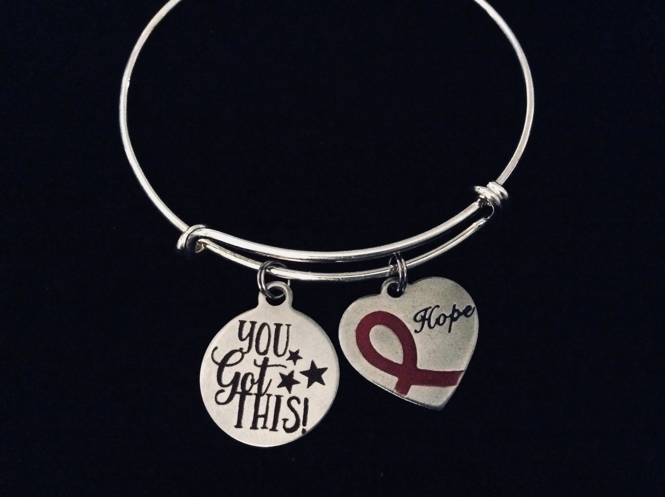You Got This Hope Red Awareness Ribbon Jewelry Adjustable Bracelet Charm Bracelet Heart Disease Expandable Charm Bangle Bracelet Survivor Gift