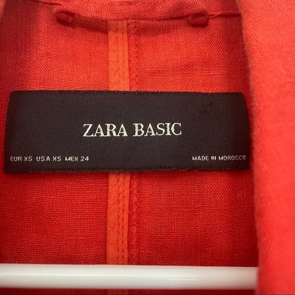 Zara Basic Linen Jacket | Orange Red | Size XS