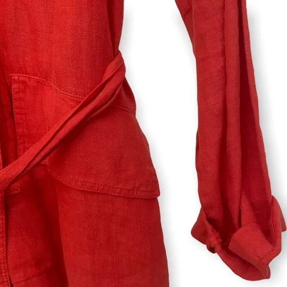 Zara Basic Linen Jacket | Orange Red | Size XS