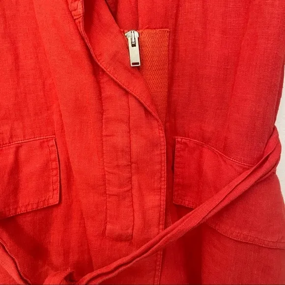 Zara Basic Linen Jacket | Orange Red | Size XS